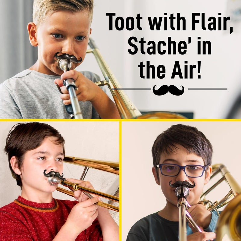 Samorillo [2 Pack] Clip-On Mustache For Trombones & Euphoniums - Includes Protective Case - Fits All Large Shank Mouthpieces - Perfect Accessory For Young Musicians - Mouthpiece Not Included - Image 4